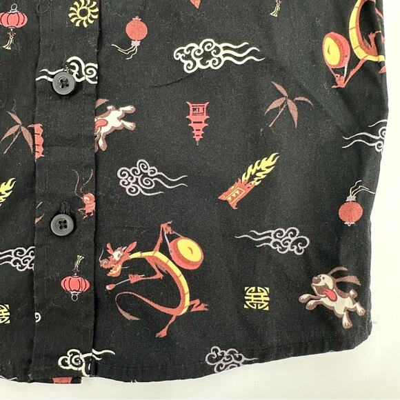 Mulan short sleeve button down shirt in black Size 4T - Picture 2 of 5